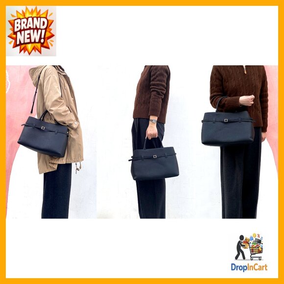 Full-Grain Leather Satchel Tote Top Handle Crossbody Bag Minimalist Work Bag